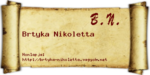 Brtyka Nikoletta névjegykártya